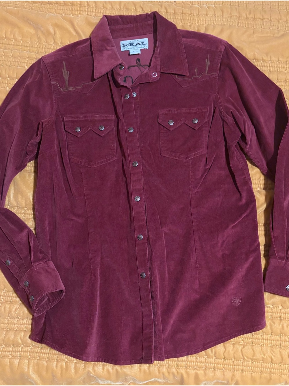 Ariat Women's Corduroy Button-Down Shirt in Burgundy